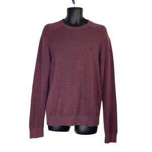 Original Penguin Men's Waffle Long Sleeve Tawny Port Crew‎ Neck Sweater SZ L